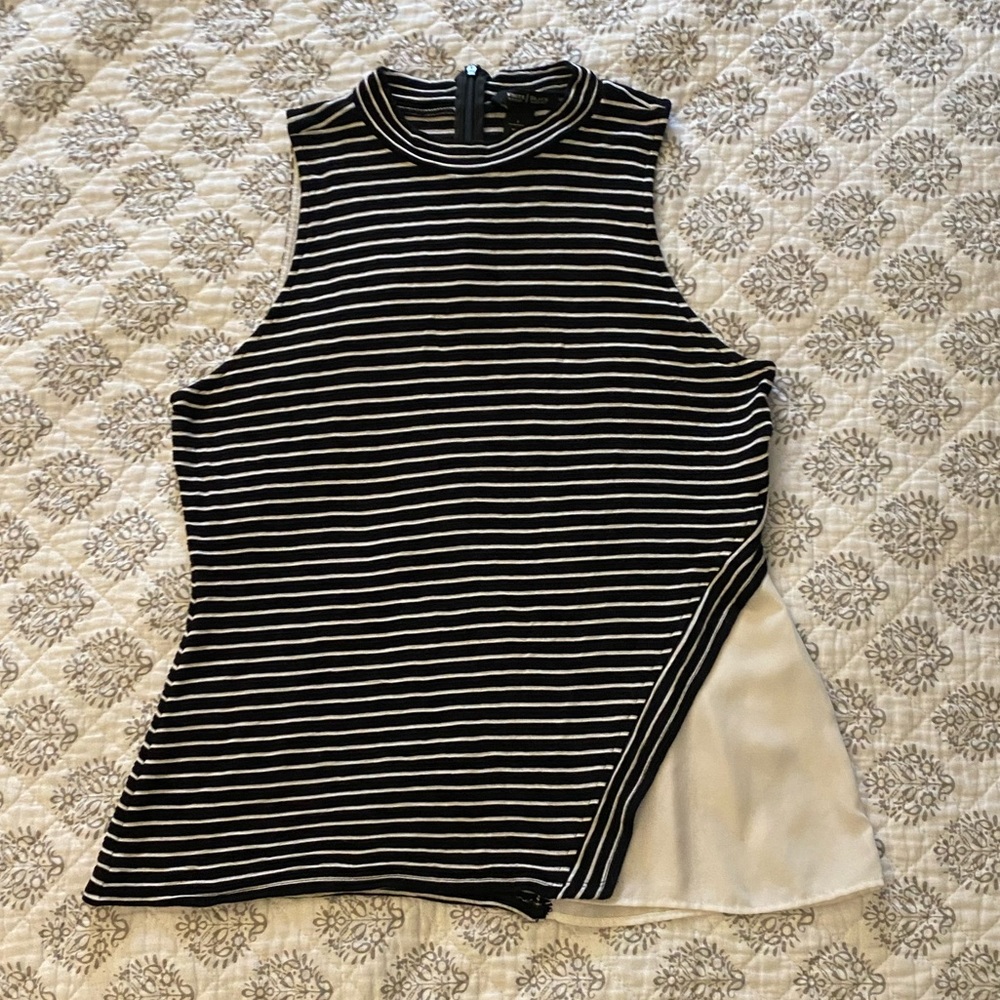 White House Black Market mock neck stripe sleeveless tank top L